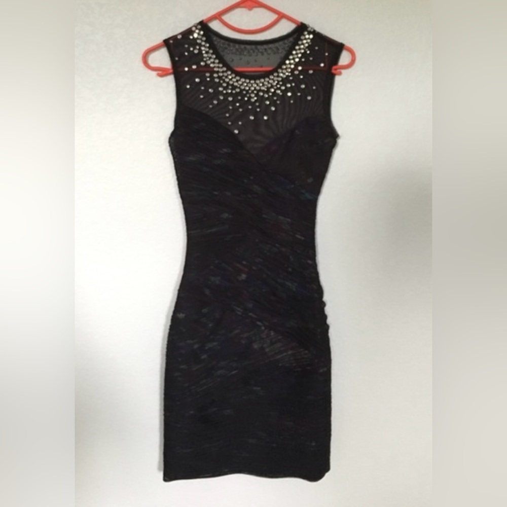 BCBG Camira Black Ruched Dress M